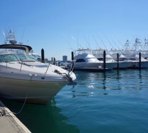 WEST PALM BEACH, FLORIDA - MARCH 21, 2018: Sailboats and yachts at Sailfish Marina in Florida. Sailfish Marina Resort is a favorite docking in the Palm Beaches